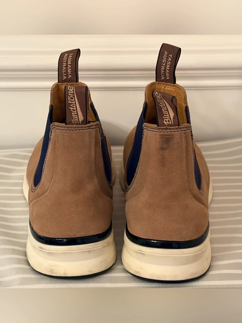 Blundstone Men's 2146 Suede Tan Leather Pull On Chelsea Boots 10 US/ 9 UK EUC